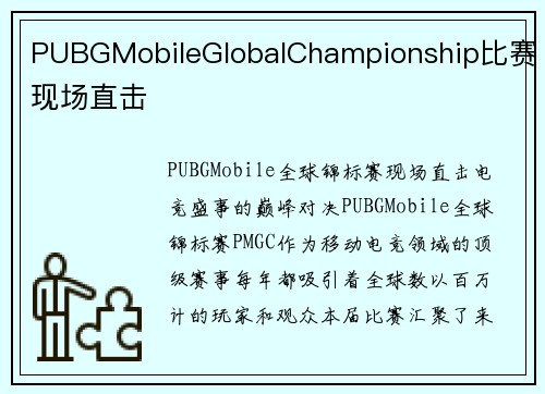 PUBGMobileGlobalChampionship比赛现场直击